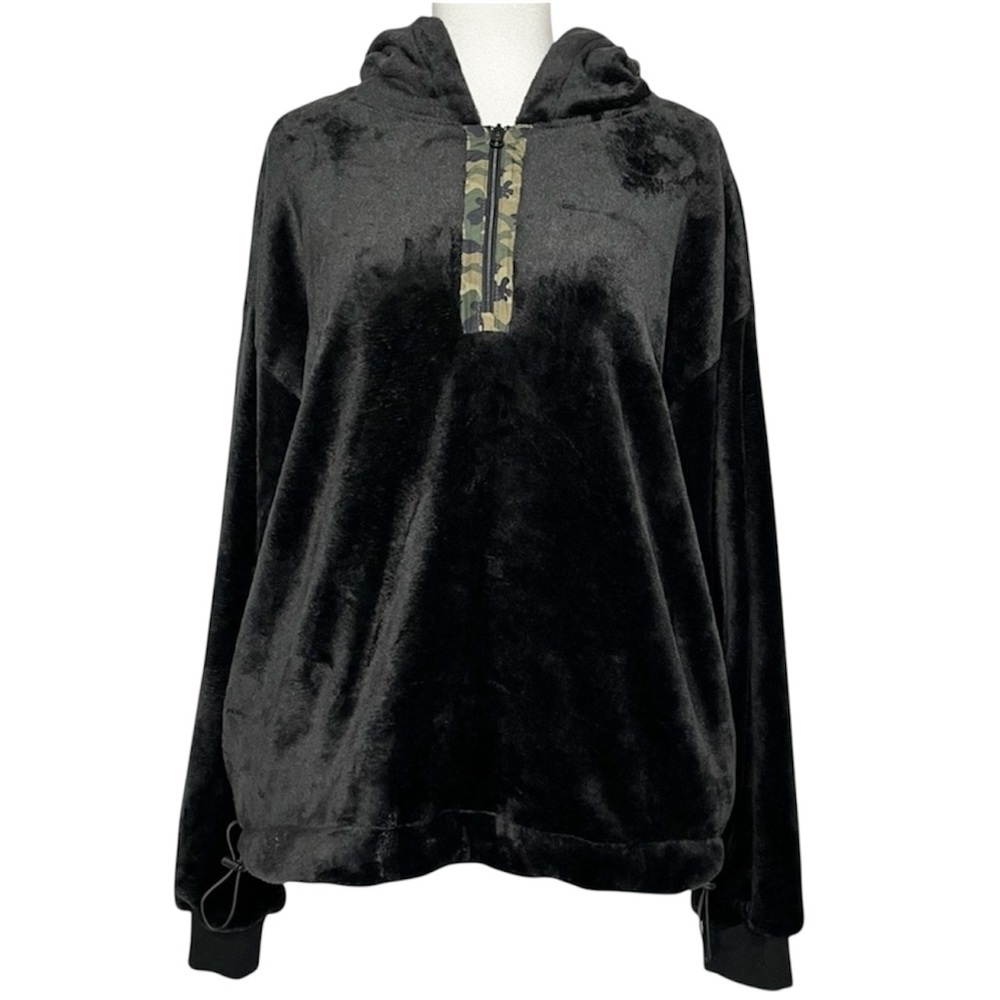Anthropologie Sunday In Brooklyn Velour Black Hoodie Size Medium